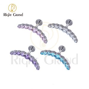 Anneaux de nez Goujons Droit Grand ASTM F136 16G Goujons à lèvres CZ Cluster Boucle d'oreille Piercing Filetage interne Labret Medusa Anneau Cartilage Monroe 230425