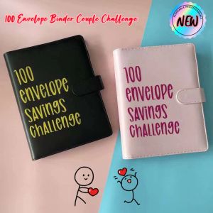Notebooks 100 enveloppe Challenge Binder Couple Challenge Event Blocage d'épargne Folder Sale Hot Vente PU Le cuir Binder Note de carnet Money Enveloppes