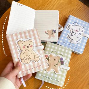 Cuadernos Cute Bear Rabbit A6 PU Cuero Diario Notebook Journal Kawaii Páginas coloridas Daily Weekly Monthly School Stationery A5