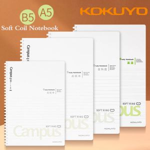 Carnets Nouveaux carnets Kokuyo Soft Coil Notebook Book English Book 8 mm Dot Line pour les étudiants Softring Full Subject Exercice Book Stationery