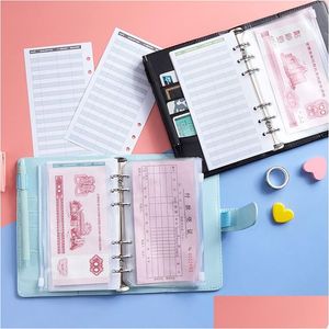 Bloc-notes A6 Classeur Er Avec 8 Pcs Poches En Pvc Et 12 Pcs Feuilles De Budget De Dépenses Pour Les Reçus D'argent Organisateur De Budgétisation Drop Delivery Off Dh4Vh