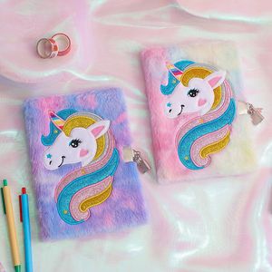 Bloc-notes Dessin Animé Licorne Mignon Cahier En Peluche avec Serrure Secret Convient aux Enfants et Filles Cadeau Agenda Agenda Planificateur Organiser 230626