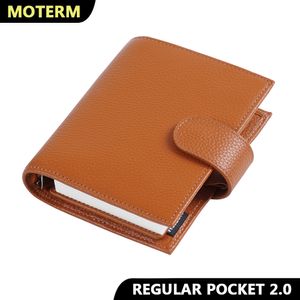 Bloc-notes Moterm Regular 20 Pocket Size Rings Planner Véritable cuir de grain grainé A7 Notebook Agenda Organizer Diary Sketchbook 230703
