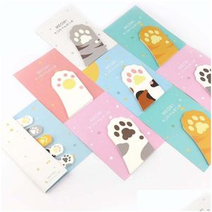 Notas al por mayor al por mayor- 6 PCS / Lot Meow Kawaii Cat Claw Sticky Adhesivo Adhesivo Post Memo Pad Papelería Accesorios de oficina Escuela OTFWC