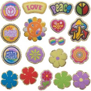 Notions Chenille Iron on Patches Vintage Hippie Patch con Glitter Small Peace Love Insignia bordada Apliques de costura para ropa Chaquetas