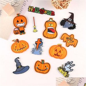 Notions Halloween citrouilles fer sur coudre brodé pour vestes sacs à dos jeans et vêtements Badge Applique vente en gros livraison directe