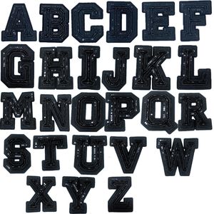 Costure noções em remendos de letras Alfabeto azul marinho com lantejoulas bordadas com remendo de miçangas Distintivo de letras A-Z Decore apliques de reparo para suéteres de jaqueta