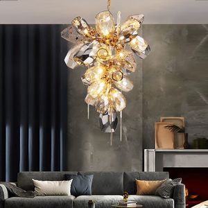 Nouveaux lustres de plafond en verre pour escalier lampe suspendue créative pour plafond Post-moderne design décor à la maison Lustre lumineux