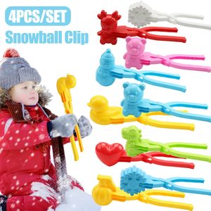 Nieuwigheid Spelletjes 14 stks Sneeuwbal Clip Sneeuw Grijpen Klemmen Tool Multishape Cartoon Sneeuwballen Grabber Bal Gooien Sport Speelgoed Kinderen 231128