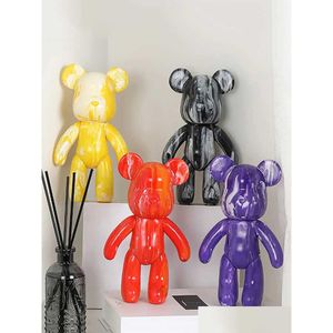 Nouveauté Jeux Fluide Ours Ensemble À La Main Diy Graffiti Bearbrick Statue Manuel Parentenfant Jouets Peinture Violent Scpture Décor À La Maison Drop Dhdun