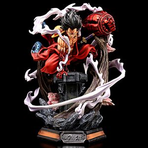 Novelty Games One Piece Anime Figure 26cm Wano Gear 4 Luffy 2 Head Pieces Statue Figures Collectible Model Decoration Toy Christmas Gift
