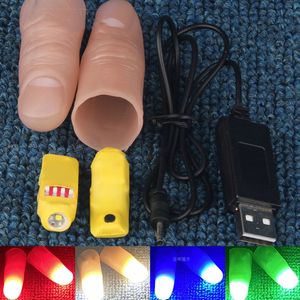 Jeux de nouveauté Paire de lumière professionnelle Set Rouge Quatre couleurs Tours de magie LED Astuces de pouce Accessoires de magie légère Illusions de scène Accessoires Gimmicks 230918