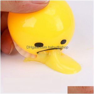 Juegos novedosos Squishy Puking Bola de yema de huevo con amarillo Goop Relieve- Juguete Divertido Squeeze Tricky Anti Repugnante Huevos 1228 Drop Deliver Dhs57