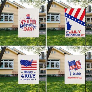 Articles de nouveauté 2023 New American Independence Day National Day Garden Flag HomePrinted Flag Courtyard Decoration Linen Flag Wholesale Z0411