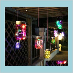 Articles de nouveauté Decor Home Solar Powered Mason Jar Couvercle Diy Led Fairy String Party Decor Light For Garden Lights Indoor Ljjk1530 Drop Del