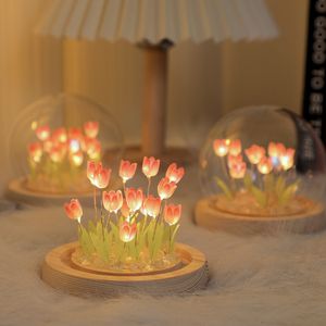 Novelty Items Handmade Tulip Night Light Heat Shrinkable Film DIY Material Bedside Ornament Home Decor Exquisite Gift For Mother Gitlfriend 230808