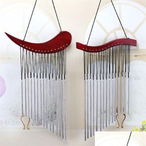 Articles de nouveauté Retro Mti Tube Wind Chimes Log Solid Wood Hanging Bells Home Decor Birthday Gift Windchimes 9 3Yl Ww Drop Delivery Gard Dhdfg