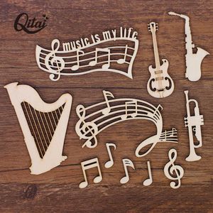 Artículos novedosos Chip de madera 55PC BOX Guitarra arpa musical Artesanía de madera Rebanadas Melody DIY Scrapbooking Accesorios Hecho a mano Decoración para el hogar Artesanía de madera G230520