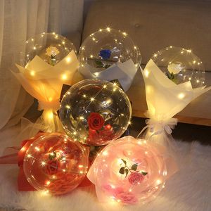 ￉clairage de nouveaut￩ Bobo ballons LED LED avec des lumi￨res ￠ cordes 20 pouces Bubble Ballon Christmas Paryys Decoration Night Night Parkys Supplies Usastar