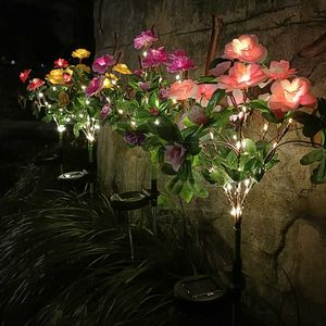 Novelty Lighting LED Solar Azalea Flowers Garden Lamp Home Decorative Light Landscape Orchid Rose LampYard Lawn Path Holiday Wedding Lights P230403