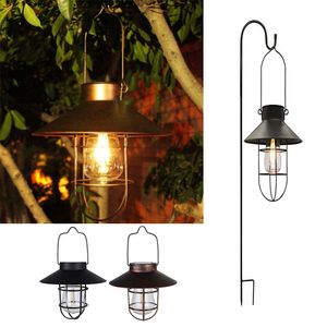 Novelty Lighting Solar Lantern Lamp Outdoor for Garden Decoration Waterproof Light Vintage Solar Lamp with Tungsten Bulb Ornament for Patio Yard P230403