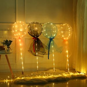 Nouveauté éclairant des ballons Bobo couleur blanche bricolage guirlandes lumineuses ballon transparent de 20 pouces avec lumières multicolores fêtes décoration de mariage CRESTECH