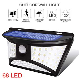 Nouveauté lampe solaire extérieure 68 LED applique murale IP65 étanche capteur de mouvement sécurité lumières solaires pour allée de jardin