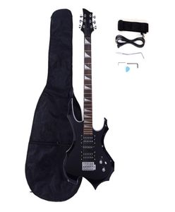 Kit de guitare électrique en forme de flamme, 6 cordes, sac de ramassage, sangle, clé à palette, outil, 2 couleurs, livraison depuis USA4928773