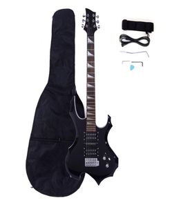 Kit de guitarra eléctrica en forma de llama de novato 6 cuerdas Bag Bag Strap Tool de llave de paleta 2 colores Enviar desde USA7096288