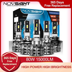 NOVSIGHT ampoules de phares Led H7 H4 H1 H3 H11 H13 9005 9006 9007 Mini taille décodeur lumière de voiture 80W 15000LM 6500K phare automatique