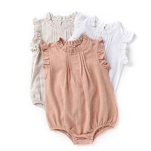 NS Baby Girls Rompers Jumpsuits nouveau-nés Sans manches Lin Organique Coton Graquois Bodysuits