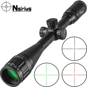 Nsirius 4-16x40aoe Óptica Rojo Verde Iluminado Mil Dot Rifle Scope Precisión Caza Scope Air Rifle Scope con cubierta de montaje