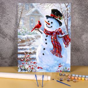 Numéro de Noël Santa Claus Snow House Paysage Paysage by Numbers Complete Kit Acrylic Paints 40 * 50 Peinture sur Wholesale