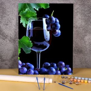 Numéro Coloriage de verre à vin rouge par numéros peintures peintures à l'huile 40 * 50 image par nombre photo loft wall image pour grosse