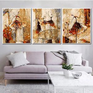 Numéro Ruopoty 3pc Frame Diy Painting by Numbers for Adults Ballet Wall Art Picture Acrylique Paint By Numbers Kits for Home Decoration