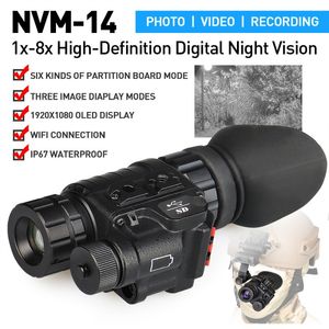 NVM-14 dispositif de vision nocturne numérique haute définition monté sur tête, amplificateur électronique 1x-8x, dispositif de vision nocturne à double usage de prise de vue multifonctionnel