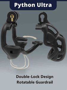 Nxy Chastity Devices New Python Ultra Device with Double-lock Rotatable Guardrail Penis Ring Cock Cages Belt Sex Toys for Men 220829