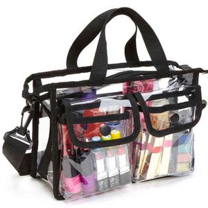 Nxy Cosmetic Bags Black Transparente para mujer Diseñador de la marca Travel Storage Shoulder Girl Fashion Make Up Messenger 220302