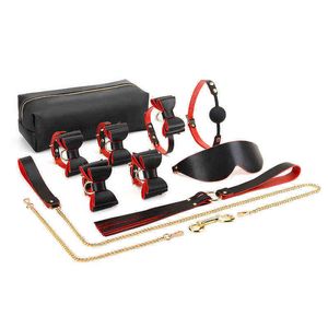 NXY SM Sex Spielzeug für Erwachsene, Schleife, Bdsm-Set, Leder, Bett, Bondage-Sets, Fliege, Handschellen, Fußfesseln, Halsband, Fesseln, Spielzeug für Paare, Spiele1220