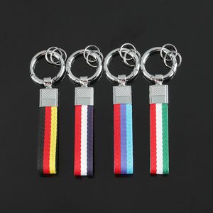 LLavero de cinturón trenzado de nailon, llavero de bandera italiana alemana, llavero Tricolor BMW para regalo de viaje de fiesta de cumpleaños