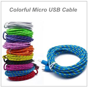 Câbles Micro USB V8 tressés en Nylon, câble de chargement de ligne de données, pour téléphone portable Samsung Xiaomi Android, sans emballage