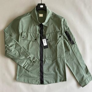 Nylon Vêtement Teint Utilitaire Surchemise Hommes Vestes Casual Zipper Extérieur Coupe-Vent Survêtement Hommes Manteaux Taille M-XXL Noir Armée Vert