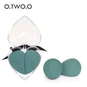 O.TWO.O 2pcs / set Esponja de maquillaje Caja en forma de corazón Material sin látex Cosmético Puff Powder Foundation Uso Herramientas de maquillaje de belleza 100pcs / lot DHL