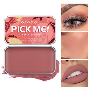 O.TWO.O Crema de maquillaje multifuncional 3 EN 1 Lápiz labial Blush Matte Lip Cheek Blusher Cremas de contorno de apariencia natural