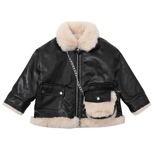 OC Y678401 Lou Lou Fille Manteau En Cuir D'hiver Veste En PU Lâche Preuve De L'eau Garder Au Chaud Fermeture Éclair De Luxe Personnalisation