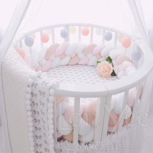 Knit Newborn Cot Bed Bumper - 4 Strand Ocean Blue Braid Crib Protector Pillow