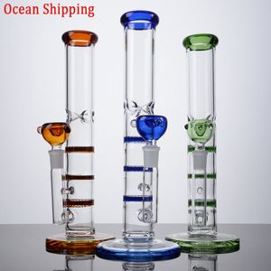 Ocean Ship Heady Verre Narguilés Bongs Colorés Triple Beecomb Perc Huile Dab Rigs Conduites D'eau 14mm Joint Femelle Tube Droit Bong Avec Bol