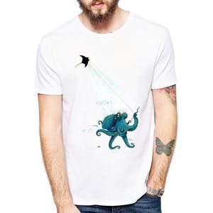 Pulpo y rayos del diablo cometa volando camisetas hombres casual Top Cool animal diseño camiseta para adultos camisetas ropa 210410
