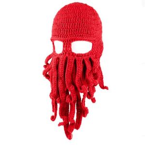 Gorro de pulpo tejido a mano invierno cálido mantener vacaciones parodia gorro de calamar de lana GC1721