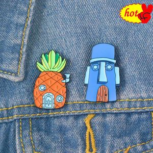 Octopus Sponge Pineapple House Pins Boo Brooches Badges Hard enamel pins Backpack Bag Hat Leather Jackets Fashion Accessory Supe